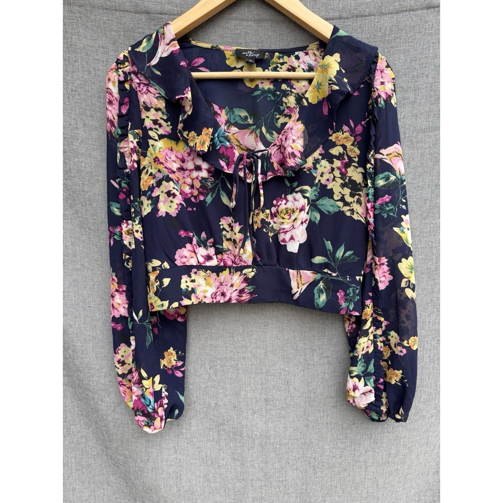 Floral Button Down Shirt - Navy and Pink
